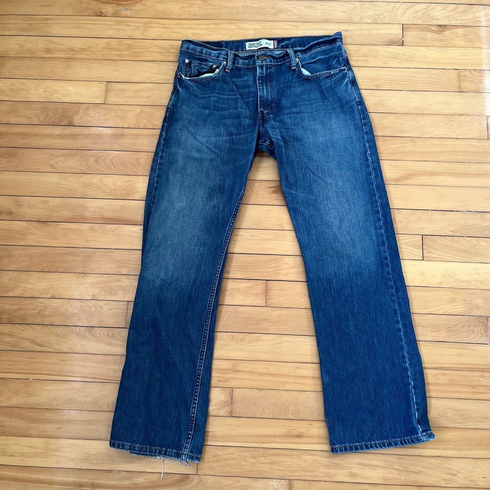Levis 527 Slim Bootcut Jeans Mens 34x32 Medium Wash Blue Denim Low Rise